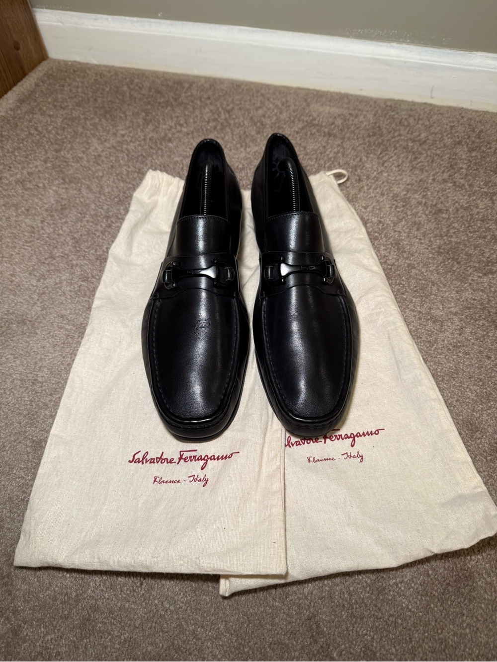Salvatore Ferragamo Black Leather Bit Loafers